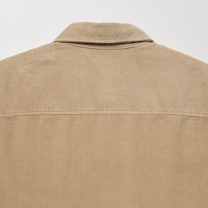 camicia da lavoro oversize in velluto a coste uniqlo da uomo beige