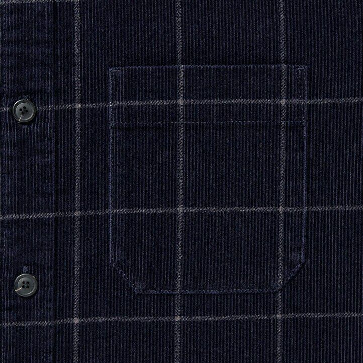 camicia oversize a quadri in velluto a coste uniqlo da uomo blu navy