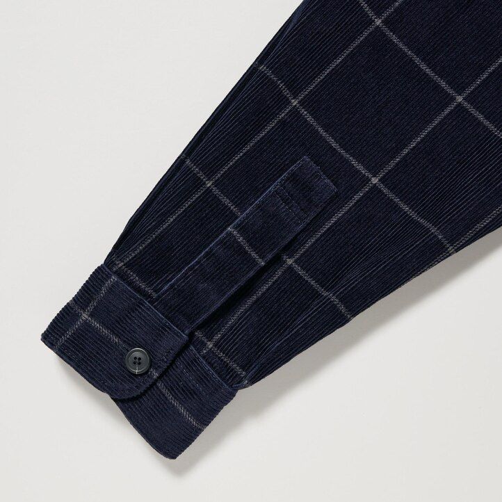 camicia oversize a quadri in velluto a coste uniqlo da uomo blu navy