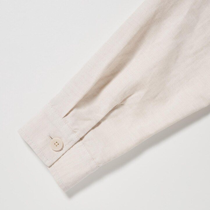 camicia da uomo uniqlo in cotone e lino color oliva