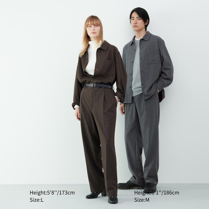 camicia da uomo uniqlo in twill spazzolato grigio