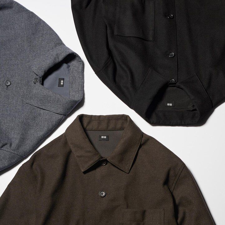 camicia da uomo uniqlo in twill spazzolato grigio