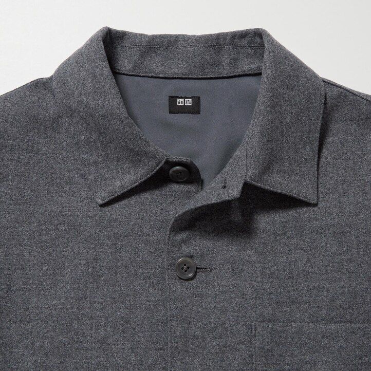 camicia da uomo uniqlo in twill spazzolato grigio