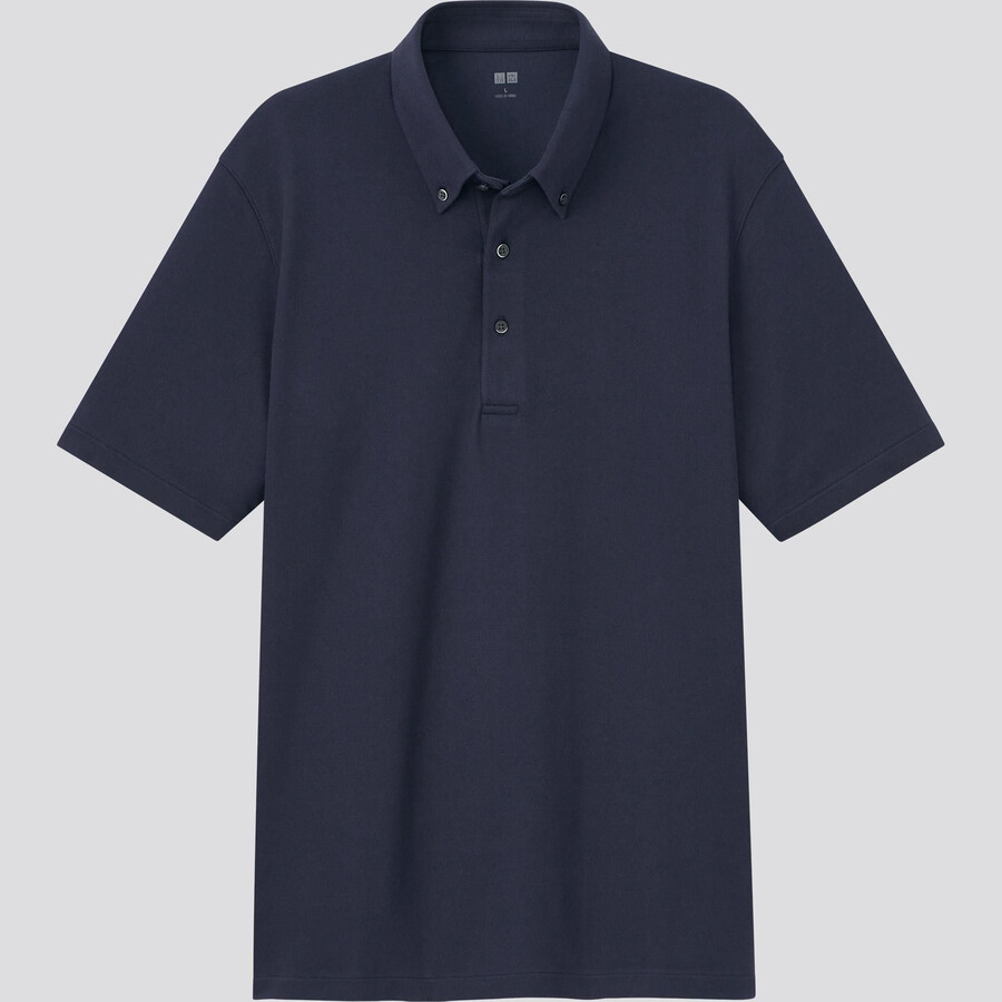 polo da uomo uniqlo airism piqué della stagione 2021 blu scuro