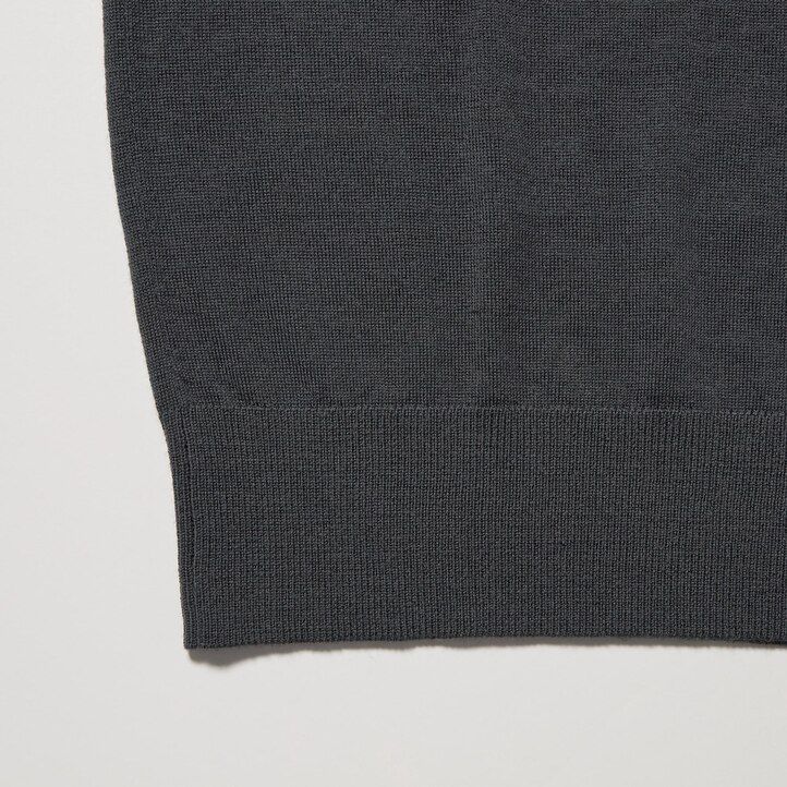 polo da uomo uniqlo in maglia merino extra fine 100 nera con maniche