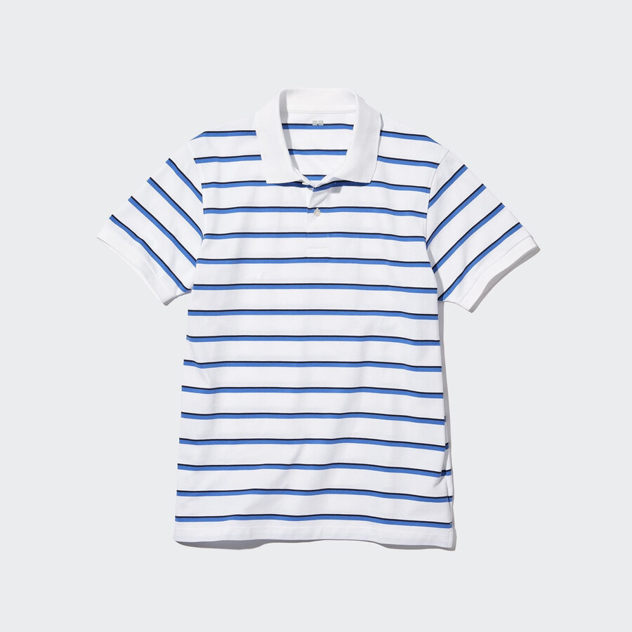 polo a righe uniqlo dry pique da uomo bianca