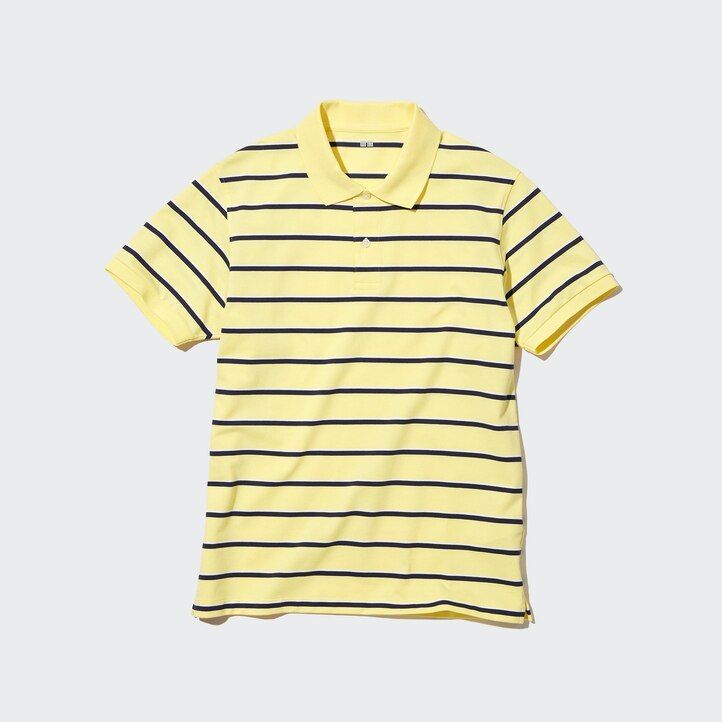 polo a righe uniqlo dry pique da uomo bianca