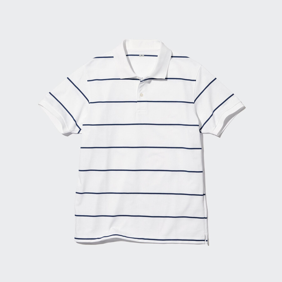 polo a righe uniqlo dry pique da uomo bianca
