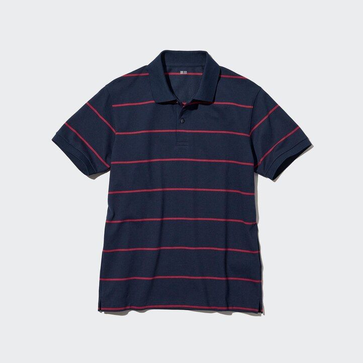 polo a righe uniqlo dry pique da uomo bianca