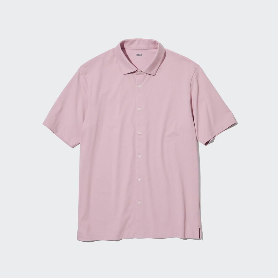 polo da uomo uniqlo airism con colletto aperto rosa