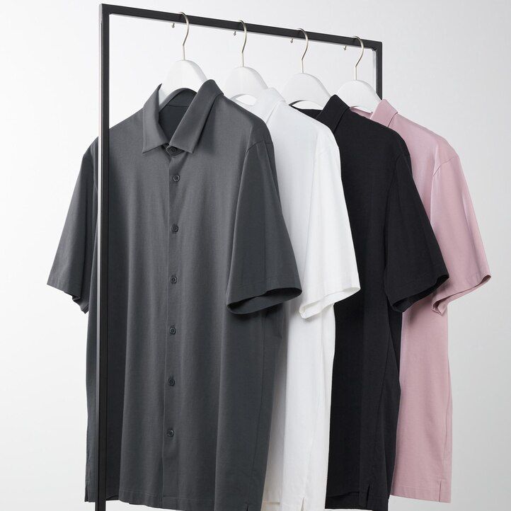 polo da uomo uniqlo airism con colletto aperto rosa