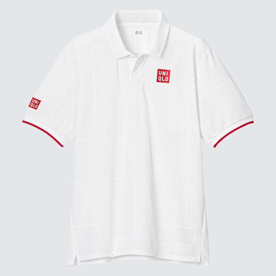 polo bianca da uomo uniqlo kei nishikori london 2022 dry ex