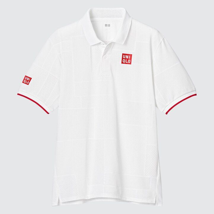polo bianca da uomo uniqlo kei nishikori london 2022 dry ex