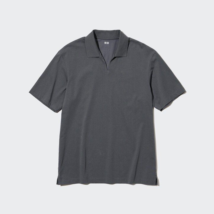 polo da uomo uniqlo airism skipper collar grigia