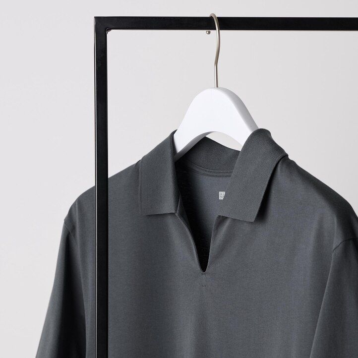 polo da uomo uniqlo airism skipper collar grigia