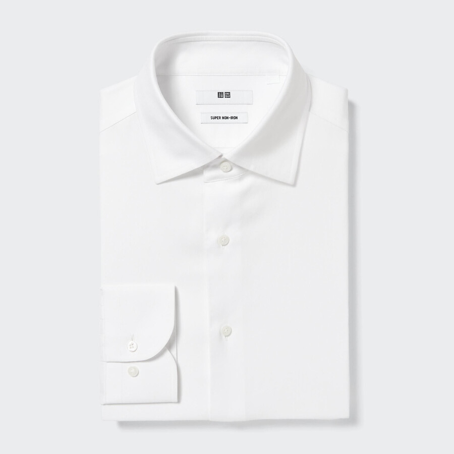 camicie da uomo uniqlo super non iron regular fit con colletto semi-cutaway