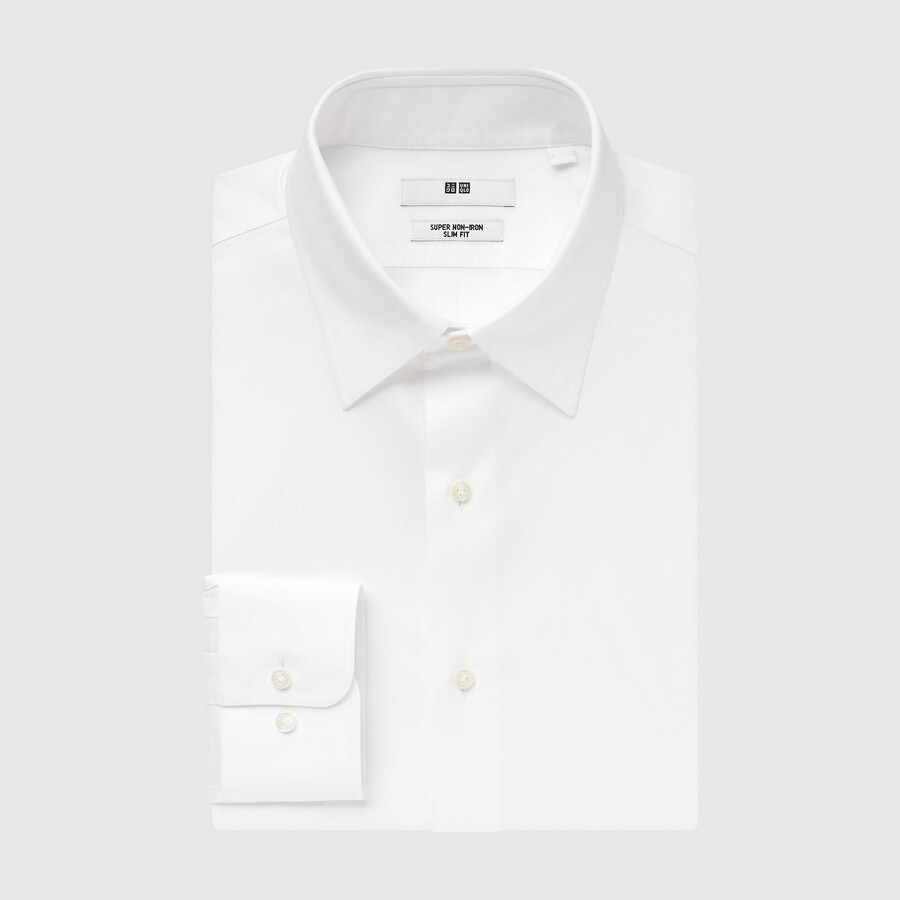 camicia uniqlo super non iron slim fit da uomo con colletto normale bianca