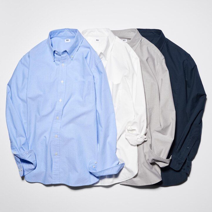 camicie da uomo uniqlo regular fit oxford con colletto regolare bianche