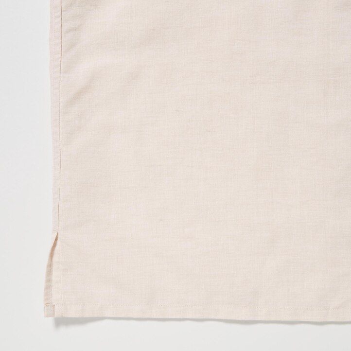 camicie da uomo uniqlo beige in misto lino con maniche a collo aperto