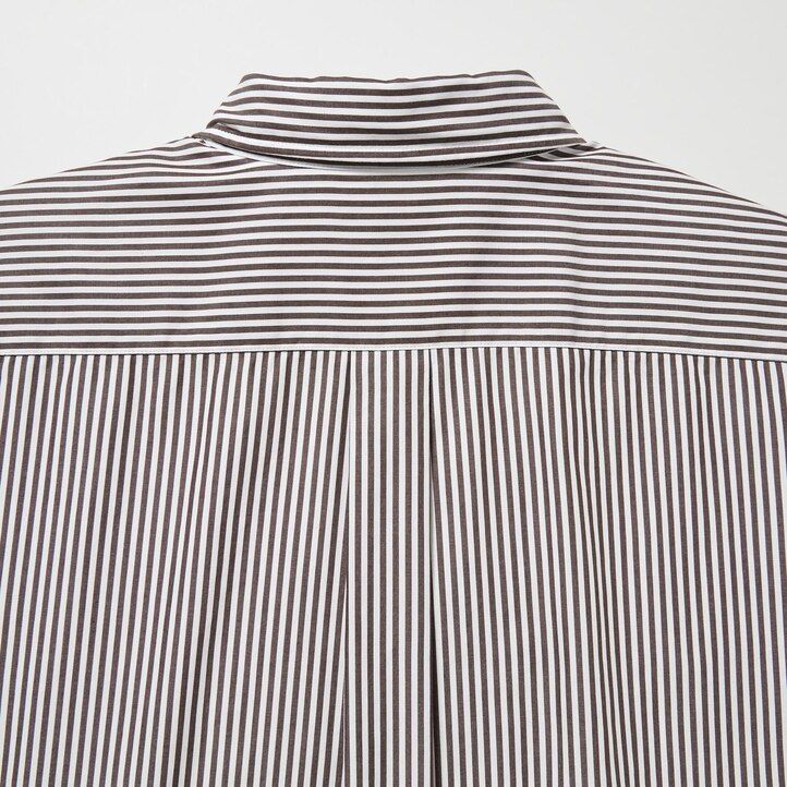 camicie da uomo uniqlo in cotone extra fine arancione vestibilità regolare a righe con colletto abbottonato
