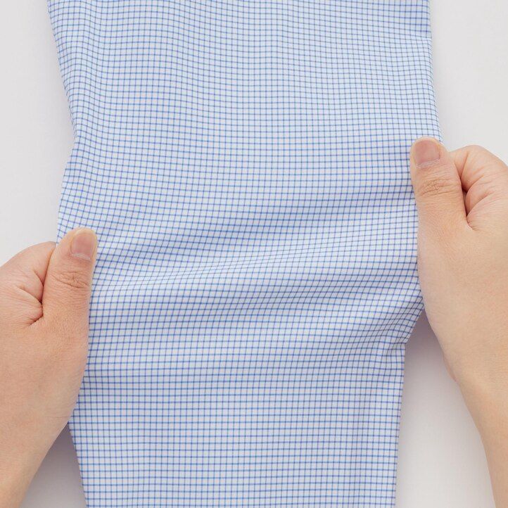 camicie da uomo uniqlo easyre stretch slim fit a quadri con colletto semi-cutaway
