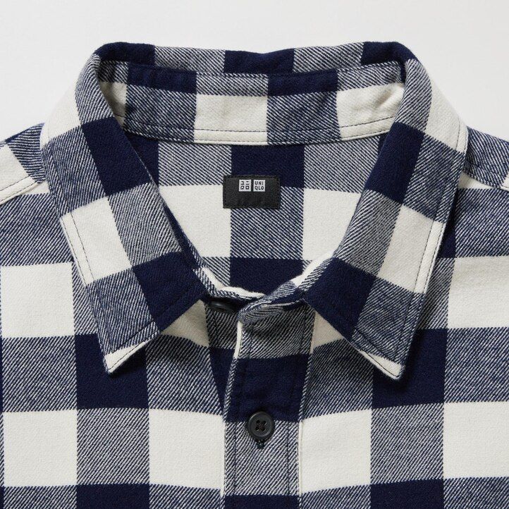 camicie da uomo uniqlo in flanella con colletto classico vestibilità regolare bianche