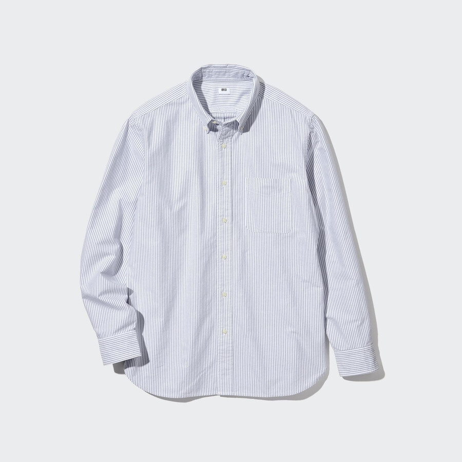 camicie da uomo uniqlo regular fit a righe oxford grigie