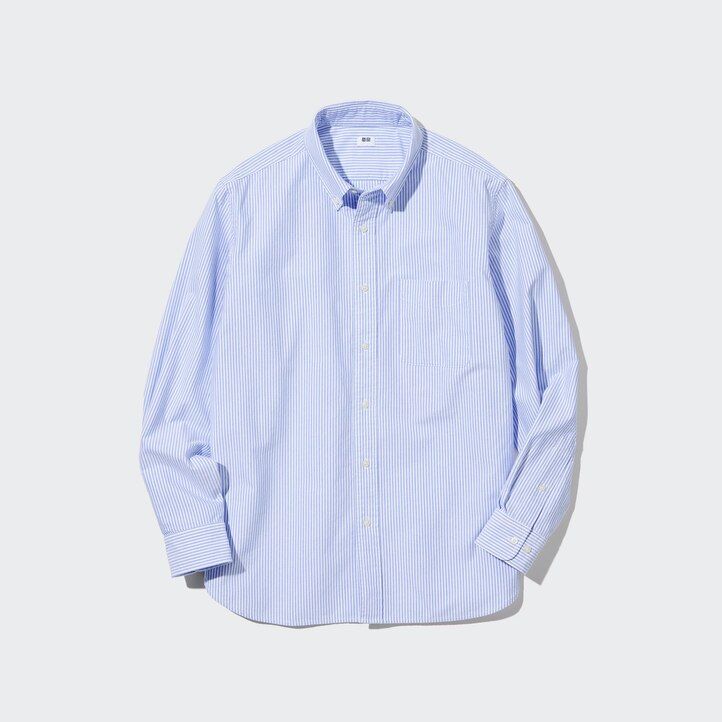 camicie da uomo uniqlo regular fit a righe oxford grigie