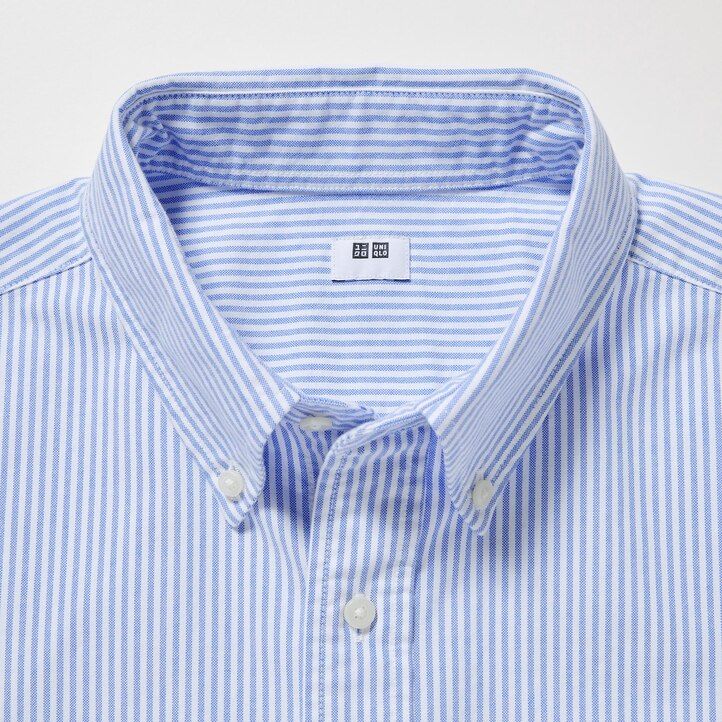 camicie da uomo uniqlo regular fit a righe oxford grigie