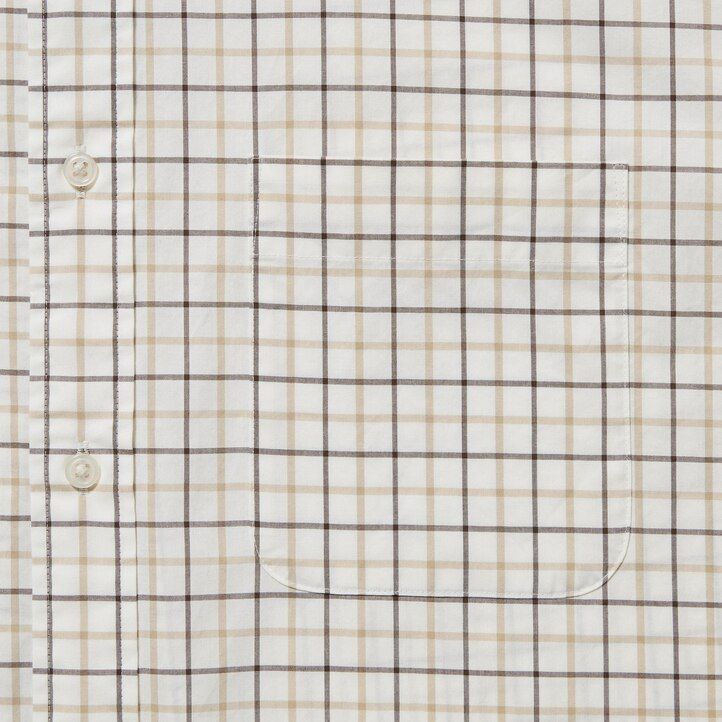 camicie da uomo uniqlo in cotone extra fine vestibilità regolare a quadri con colletto abbottonato bianche