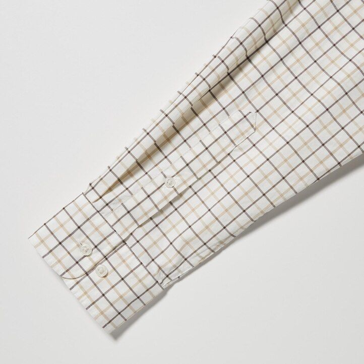 camicie da uomo uniqlo in cotone extra fine vestibilità regolare a quadri con colletto abbottonato bianche