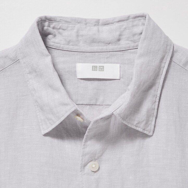 uniqlo 100 lino premium regular fit-shirt colletto regolare camicie da uomo verde chiaro