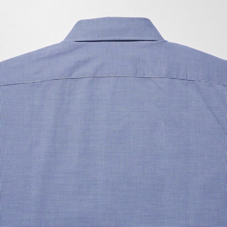camicia da uomo uniqlo easyre broadcloth stretch slim fit blu con colletto semi-cutaway