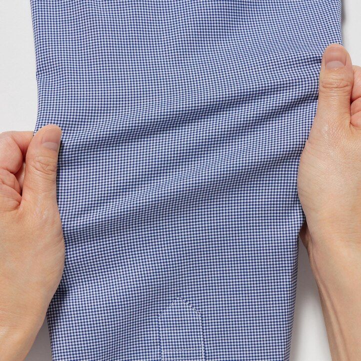 camicia da uomo uniqlo easyre broadcloth stretch slim fit blu con colletto semi-cutaway