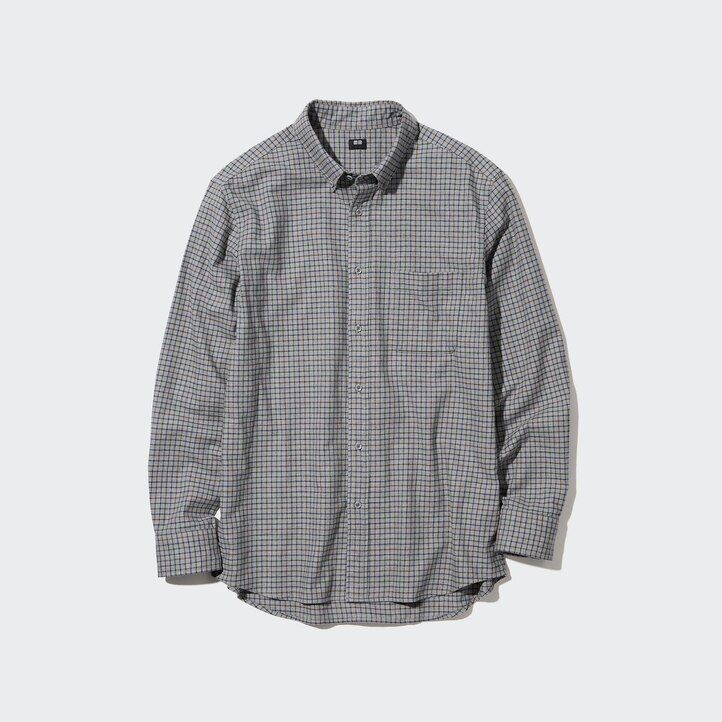 camicie da uomo uniqlo flannel regular fit a quadri con colletto abbottonato bianche