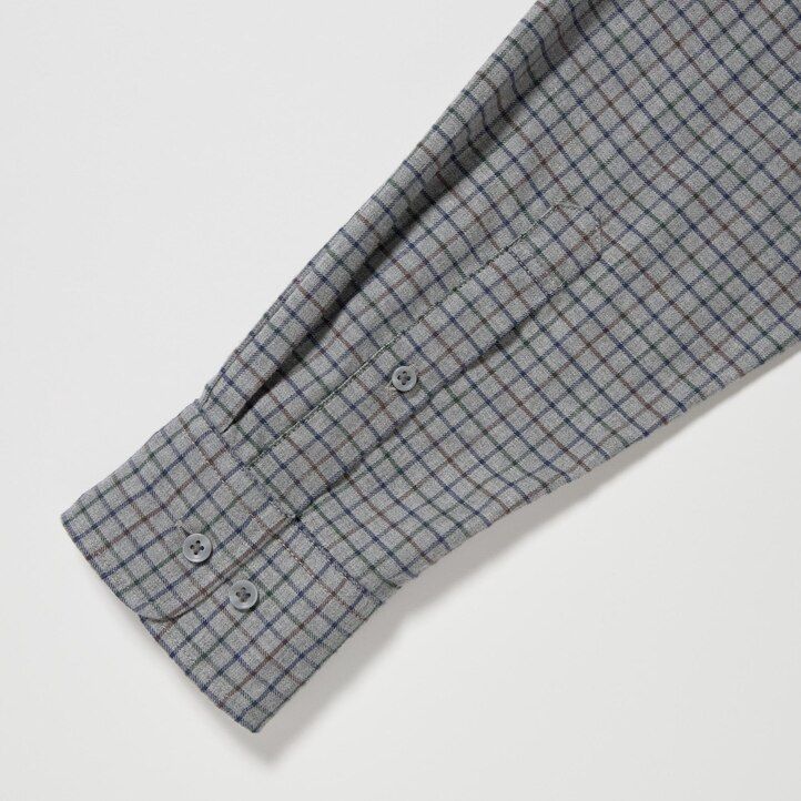 camicie da uomo uniqlo flannel regular fit a quadri con colletto abbottonato bianche
