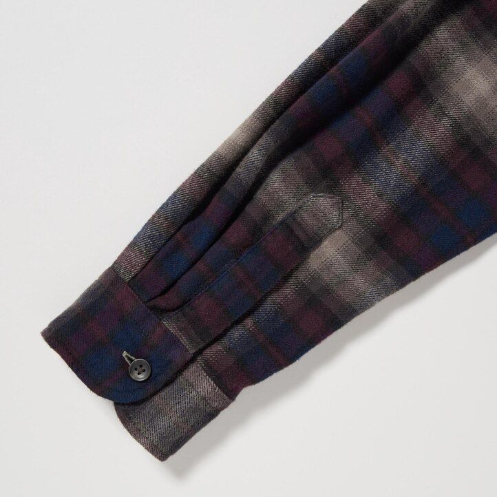 camicie da uomo uniqlo in flanella con colletto regolare e vestibilità regolare bordeaux