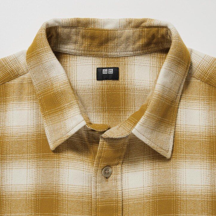 camicie da uomo uniqlo in flanella grigia con colletto regolare e vestibilità regolare