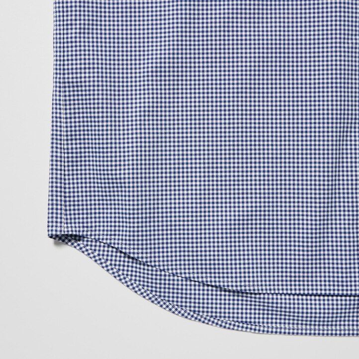 camicie da uomo uniqlo in cotone extra fine con maniche corte blu