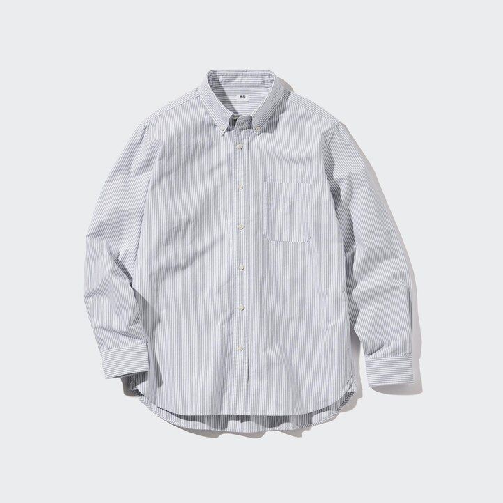 camicie da uomo uniqlo regular fit a righe oxford con colletto regolare