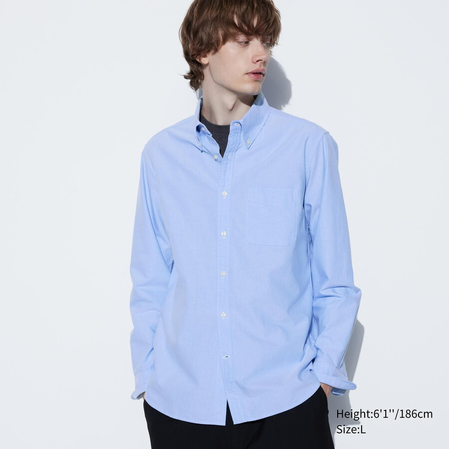 camicie da uomo uniqlo slim fit oxford blu