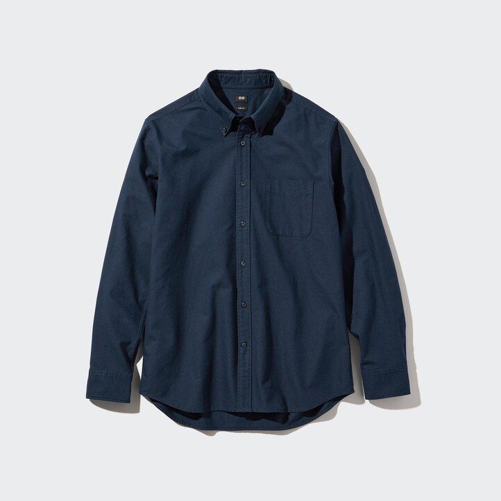 camicie da uomo uniqlo slim fit oxford blu