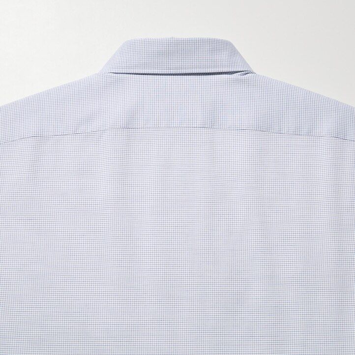 camicie da uomo uniqlo easyre stretch slim fit a quadri con colletto semi-cutaway blu