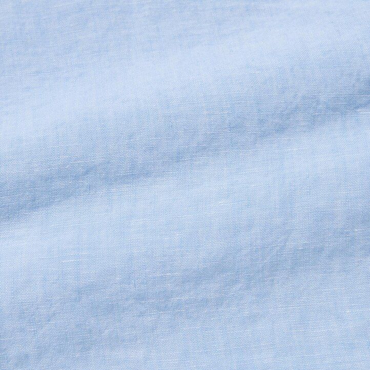 camicia da uomo uniqlo 100 lino di alta qualità vestibilità regolare collo serafino blu