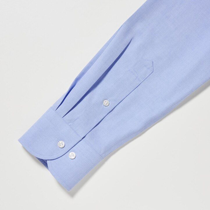 camicia da uomo uniqlo super non iron slim fit nera con colletto semi-cutaway