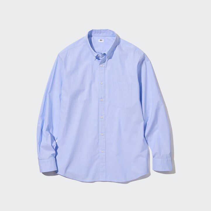 camicie da uomo uniqlo in cotone extra fine con maniche in tela bianca