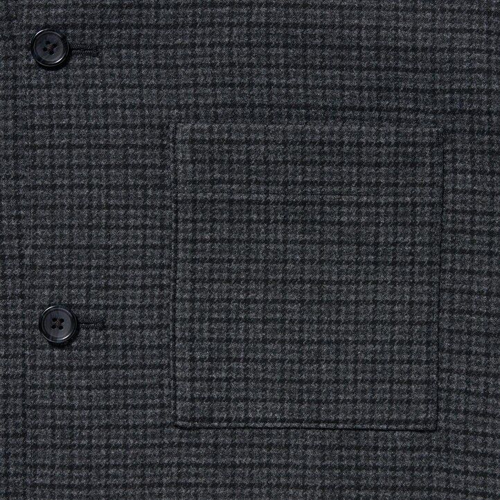 camicie da uomo uniqlo in twill spazzolato grigio scuro con maniche a quadri