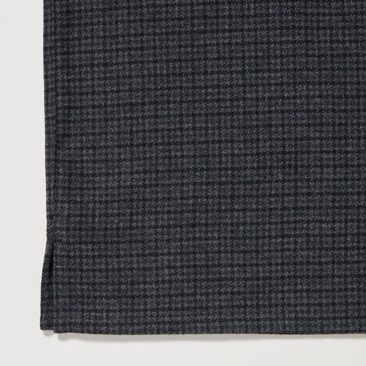 camicie da uomo uniqlo in twill spazzolato grigio scuro con maniche a quadri