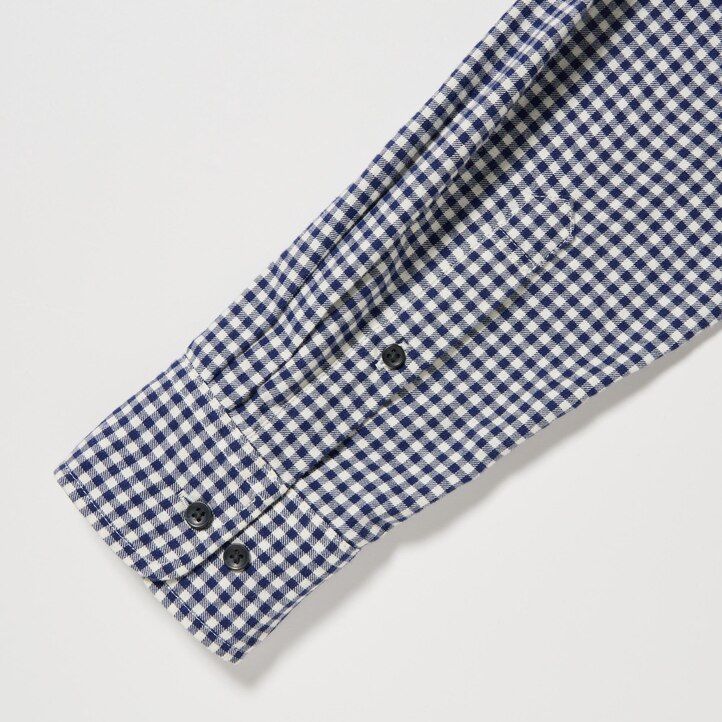 camicie da uomo uniqlo in flanella rossa con colletto abbottonato e vestibilità regolare a quadri