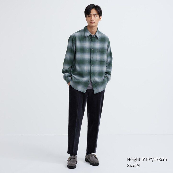camicie da uomo a quadri in flanella uniqlo grigie
